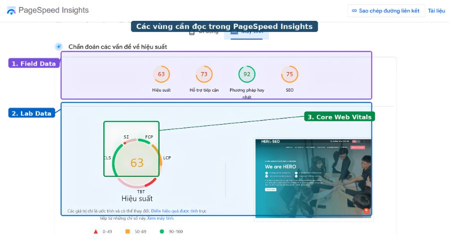 Báo cáo PageSpeed Insights