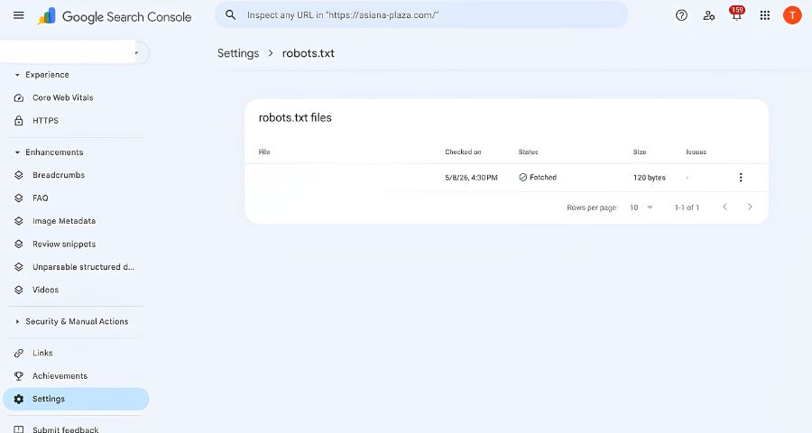 Báo cáo robots.txt trong Search Console