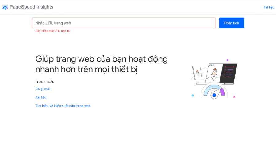 giao diện PageSpeed Insights của Google