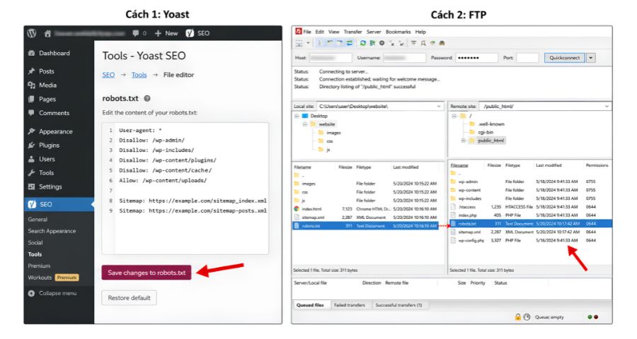 hai cách tạo file robots.txt phổ biến