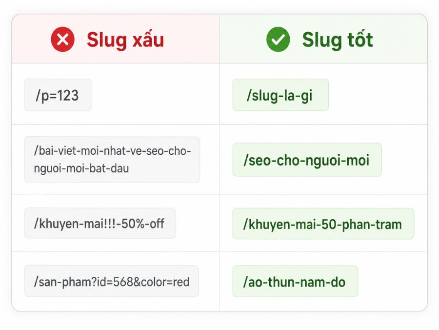 So sánh slug tốt xấu