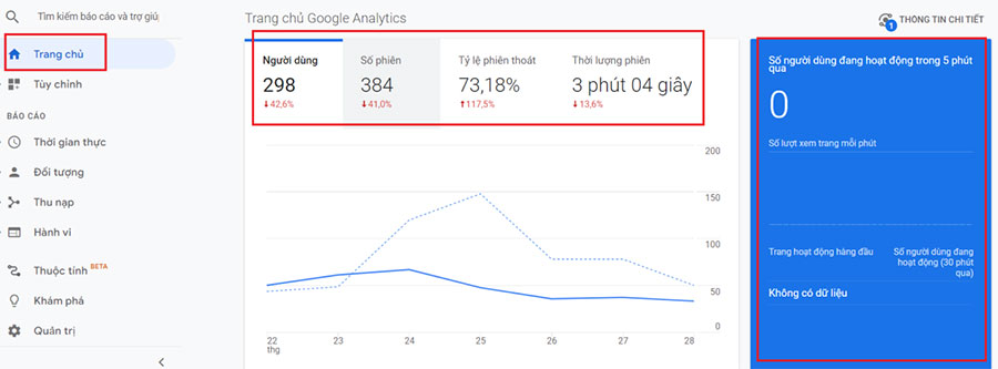 Báo cáo tổng quan của Google Analytics